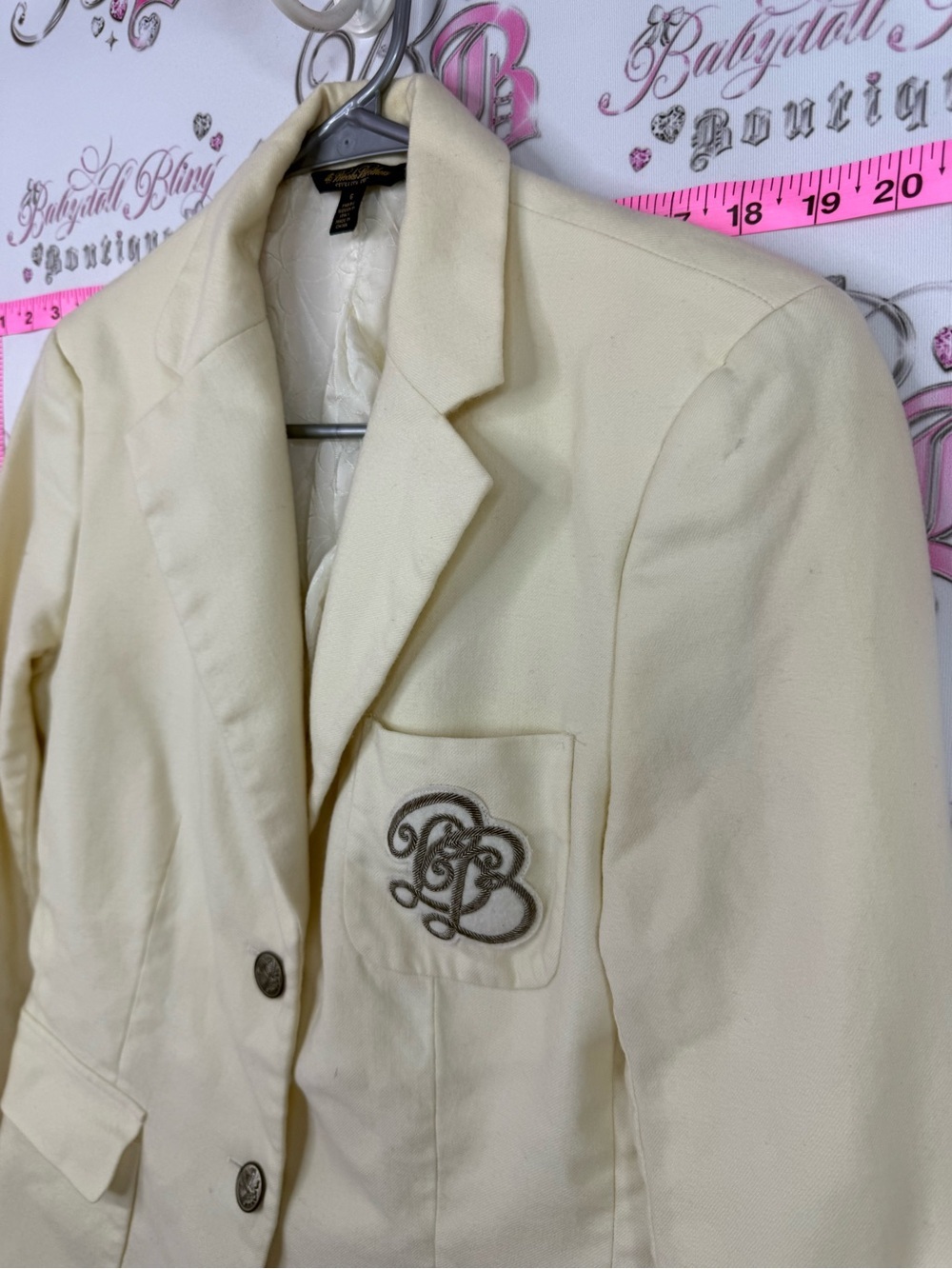 Brooks Brothers Italy jacket Cream Single-Breasted Blazer with Embroidered Crest - Picture 4 of 11